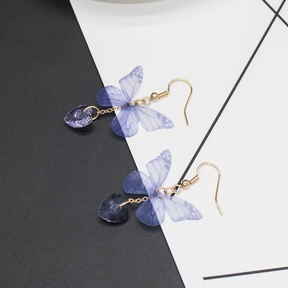 **UNA* Purple Butterfly Fashion Dangle Earrings - Picture 5 of 5